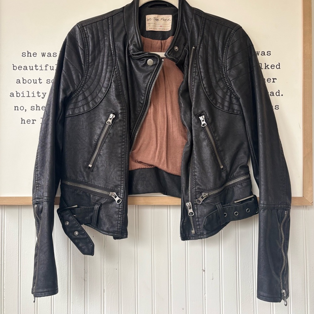 Free People : Vegan leather moto jacket